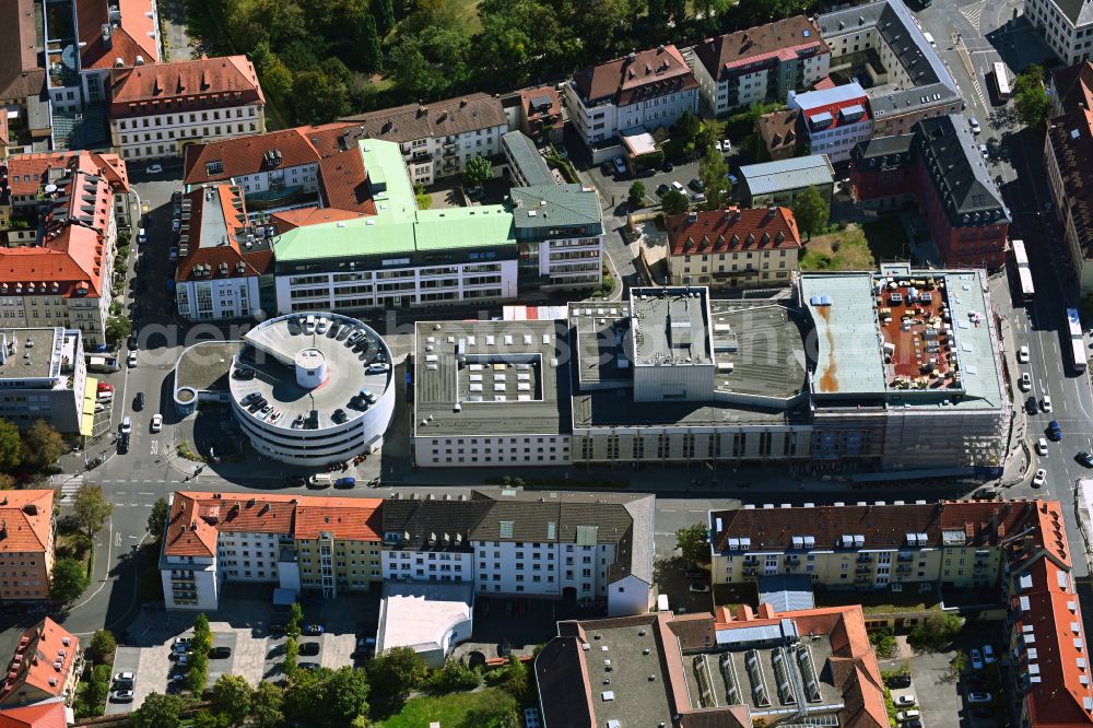 Aerial image Würzburg - Construction site for an extension to the building of the concert and theater theater Mainfranken Theater Wuerzburg on street Oeggstrasse in the district Altstadt in Wuerzburg in the state Bavaria, Germany