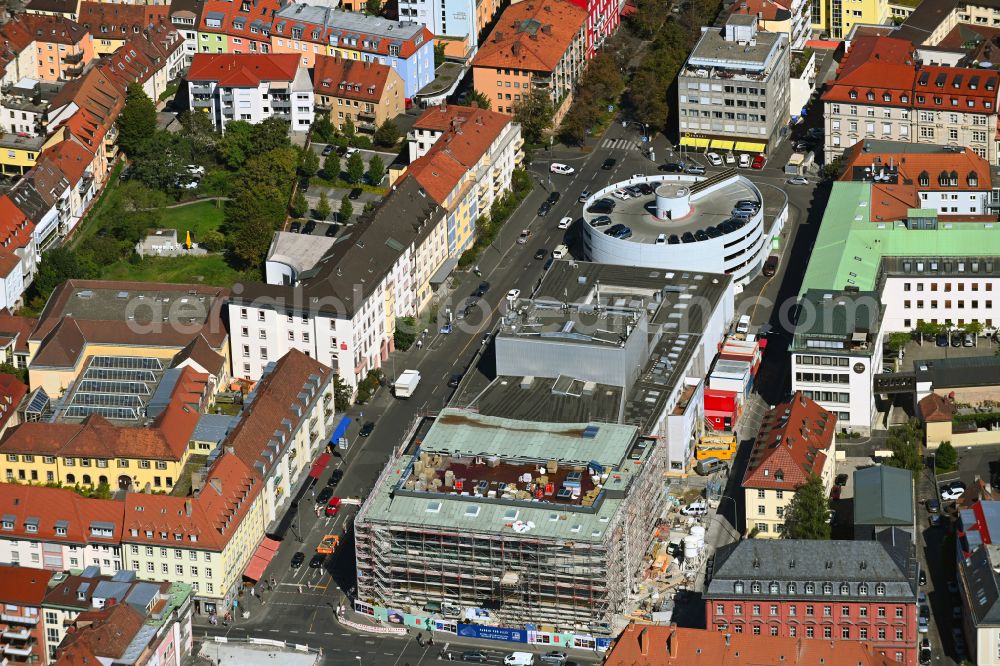Würzburg from the bird's eye view: Construction site for an extension to the building of the concert and theater theater Mainfranken Theater Wuerzburg on street Oeggstrasse in the district Altstadt in Wuerzburg in the state Bavaria, Germany