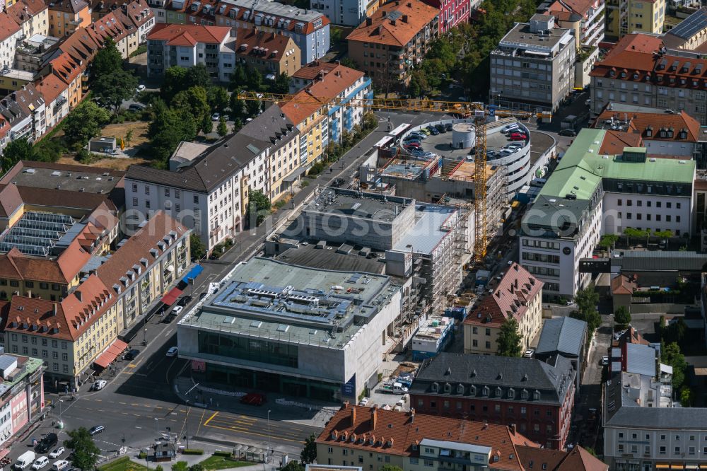 Würzburg from above - Construction site for an extension to the building of the concert and theater theater Mainfranken Theater Wuerzburg on street Oeggstrasse in the district Altstadt in Wuerzburg in the state Bavaria, Germany