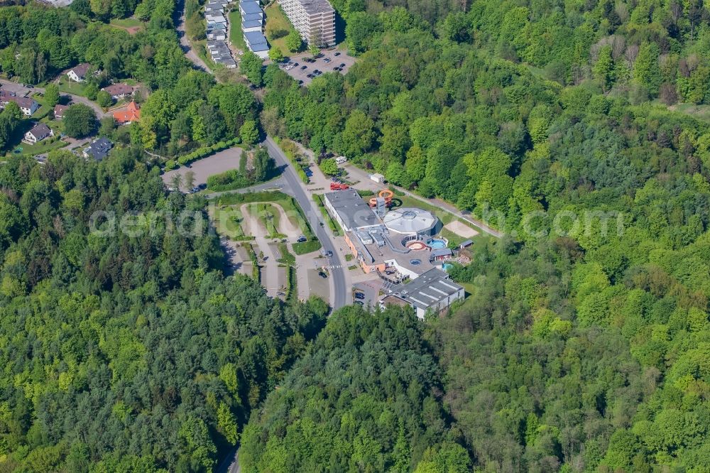Glücksburg from above - Spa and swimming pools at the swimming pool of the leisure facility in Gluecksburg in the state Schleswig-Holstein, Germany