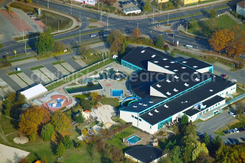 Aerial photograph Cottbus - Spa and swimming pools at the swimming pool of the leisure facility Lagune Cottbus on Nordring corner Sielower Landstrasse in Cottbus in the state Brandenburg, Germany