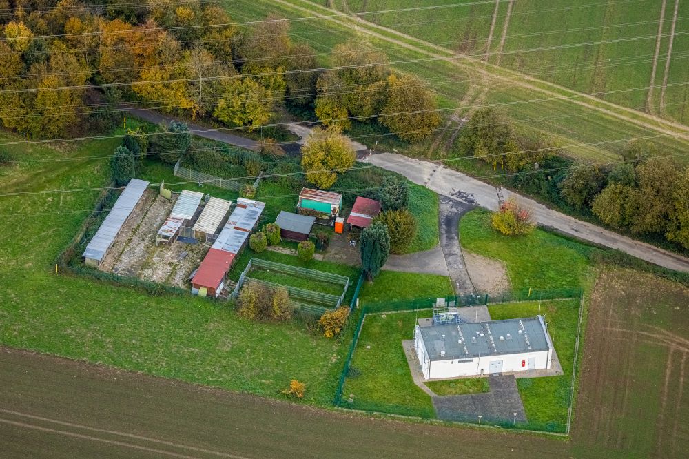 Papenholz from above - Animal station on street Kleinherbeder Strasse in Papenholz at Ruhrgebiet in the state North Rhine-Westphalia, Germany