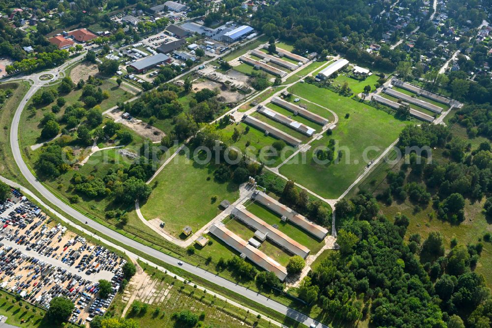 Königs Wusterhausen from above - Stalled equipment for poultry farming and poultry production in the district Zeesen in Koenigs Wusterhausen in the state Brandenburg, Germany