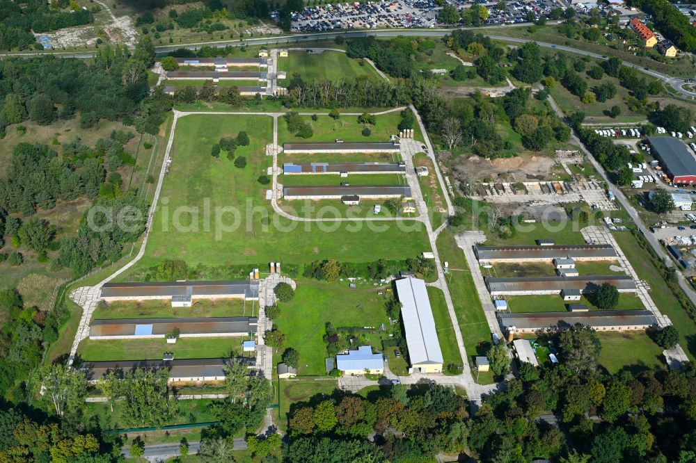 Aerial photograph Königs Wusterhausen - Stalled equipment for poultry farming and poultry production in the district Zeesen in Koenigs Wusterhausen in the state Brandenburg, Germany