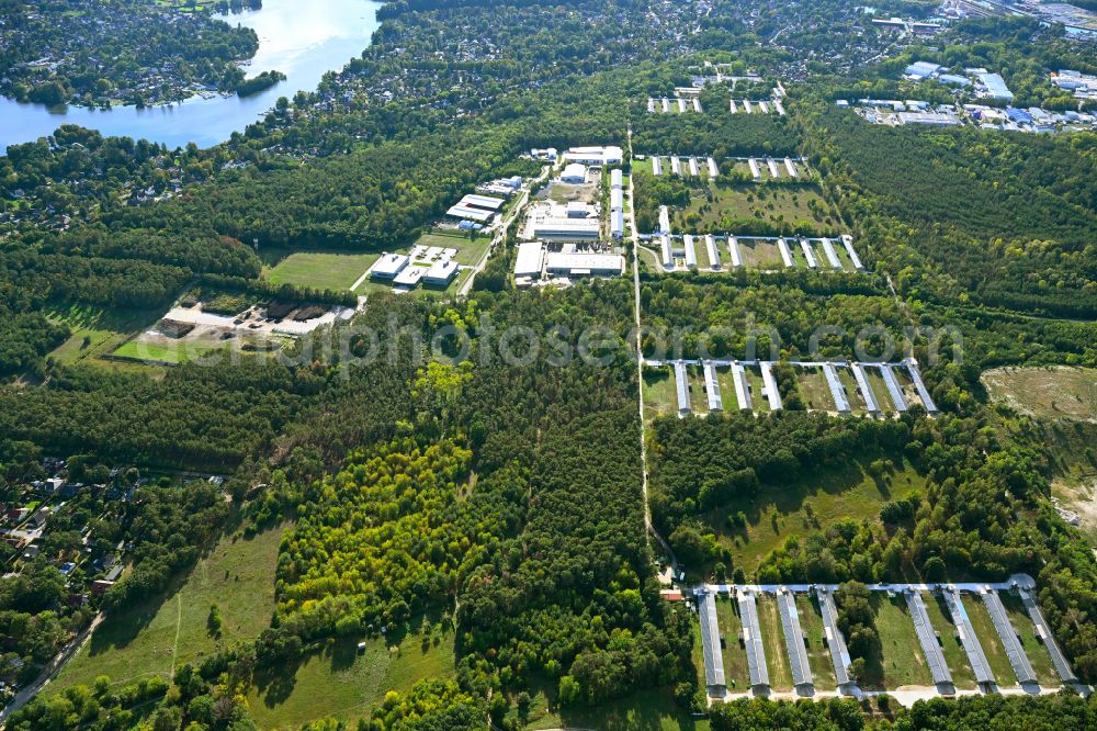 Aerial image Königs Wusterhausen - Stalled equipment for poultry farming and poultry production in the district Zernsdorf in Koenigs Wusterhausen in the state Brandenburg, Germany