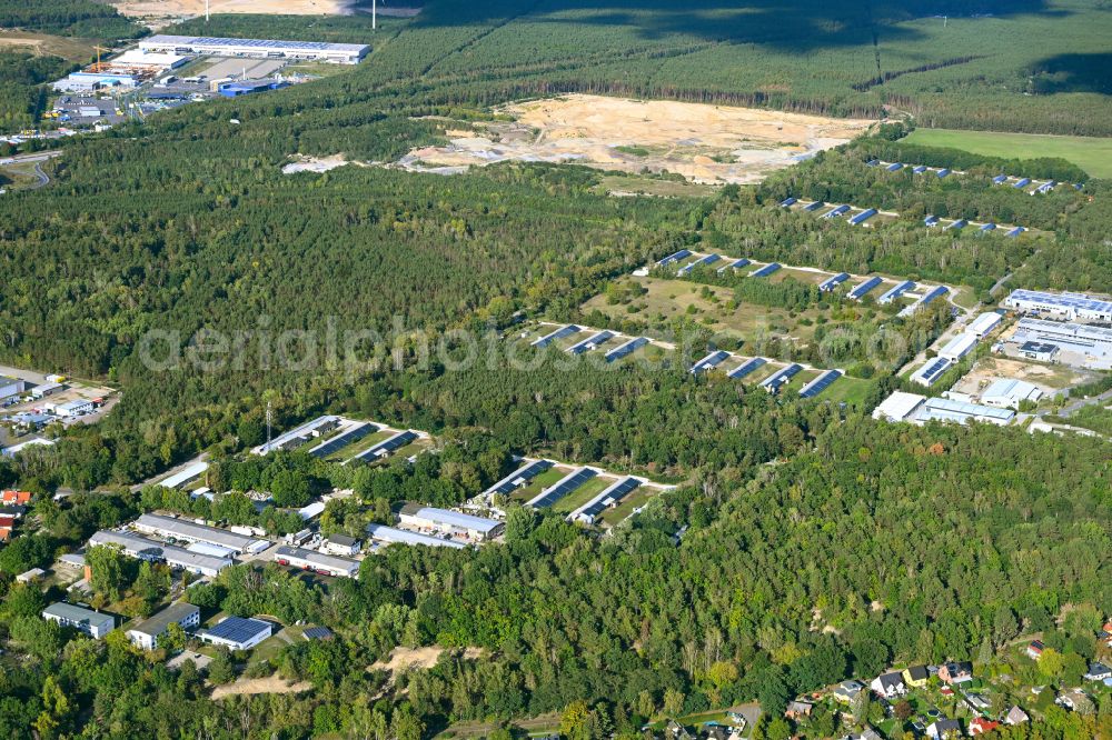Aerial photograph Königs Wusterhausen - Stalled equipment for poultry farming and poultry production in the district Zernsdorf in Koenigs Wusterhausen in the state Brandenburg, Germany