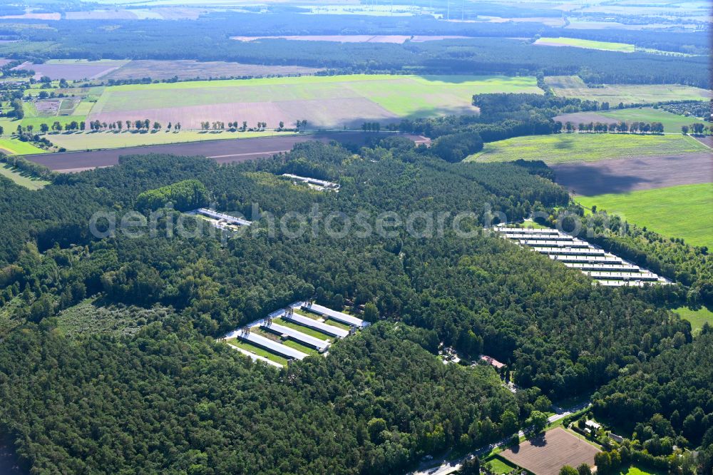 Aerial photograph Biesenthal - Stalled equipment for poultry farming and poultry production on Ruednitzer Chaussee in the district Wullwinkel in Biesenthal in the state Brandenburg, Germany
