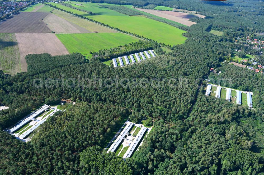 Aerial image Biesenthal - Stalled equipment for poultry farming and poultry production on Ruednitzer Chaussee in the district Wullwinkel in Biesenthal in the state Brandenburg, Germany