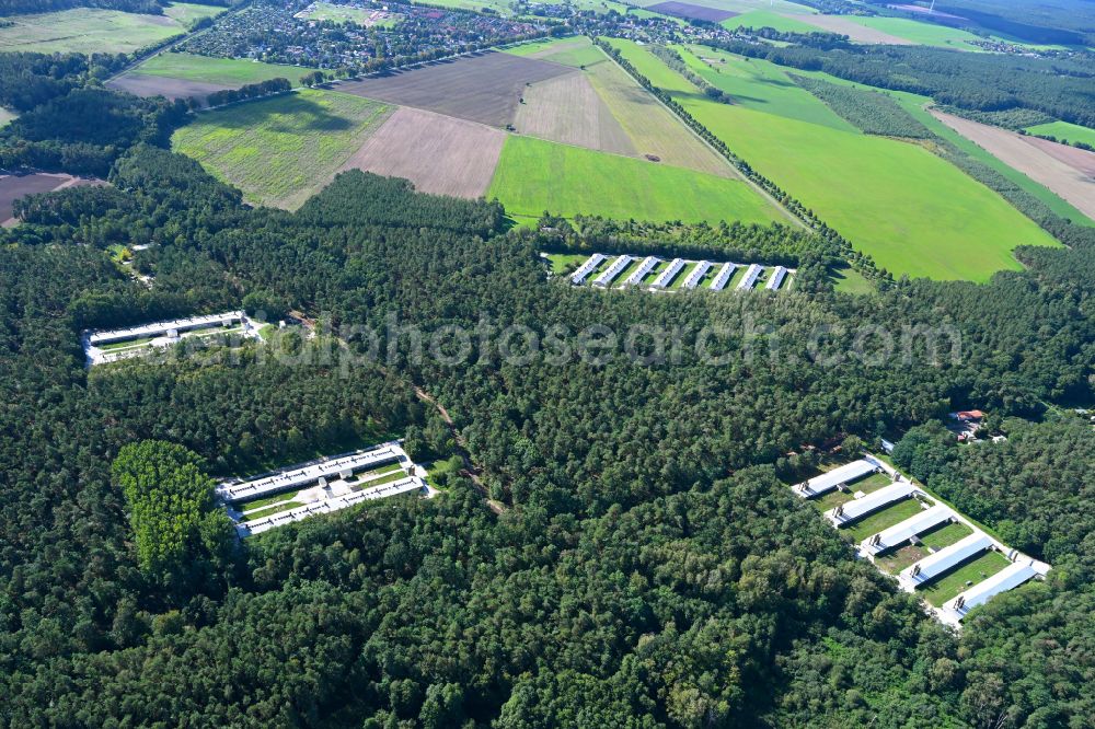 Aerial photograph Biesenthal - Stalled equipment for poultry farming and poultry production on Ruednitzer Chaussee in the district Wullwinkel in Biesenthal in the state Brandenburg, Germany