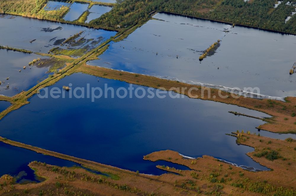 Tiste from the bird's eye view: Peat and bog deposits Tister Bauernmoor in the district Gross Ippensen in Tiste in the state Lower Saxony, Germany