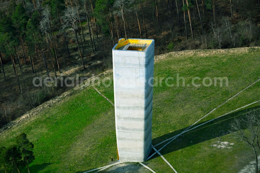 Aerial photograph Wangen - Tourist attraction and sightseeing towerat the site of sky disc of Nebra Himmelsscheibe in Wangen in the state Saxony-Anhalt, Germany