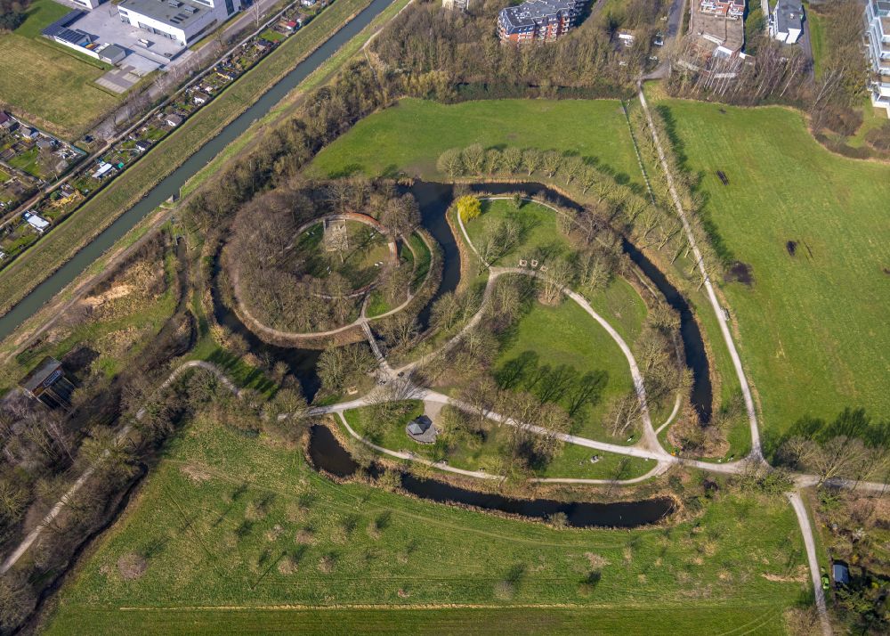 Aerial photograph Hamm - Tourist attraction and sightseeing of Burghuegel Mark at Soester Strasse in the district Mark in Hamm at Ruhrgebiet in the state North Rhine-Westphalia, Germany