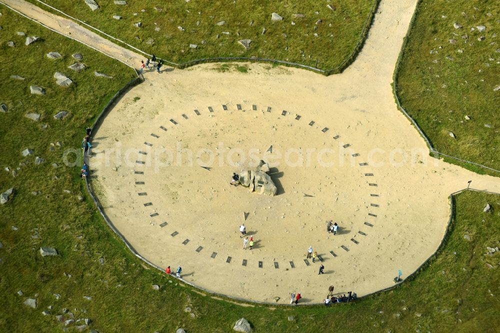 Brocken from the bird's eye view: Tourist attraction and sightseeing Plateau on Brocken in the state Saxony-Anhalt, Germany