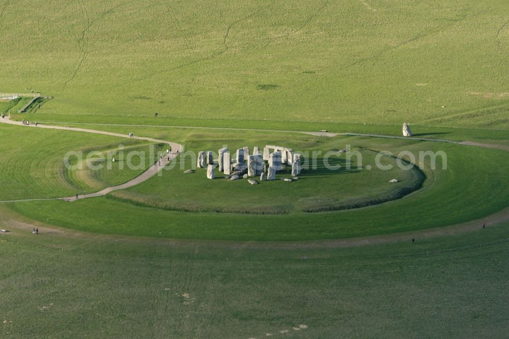 Amesbury from the bird's eye view: Tourist attraction and sightseeing Stonehenge in Amesbury in England, United Kingdom