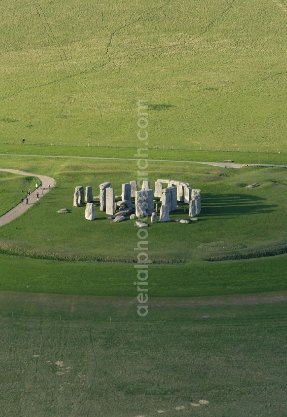 Aerial image Amesbury - Tourist attraction and sightseeing Stonehenge in Amesbury in England, United Kingdom