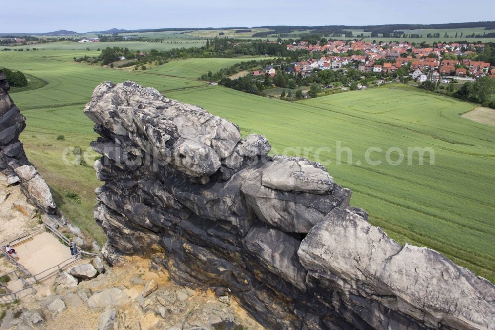 Aerial image Weddersleben - Tourist attraction and sightseeing Teufelsmauer in Weddersleben in the state Saxony-Anhalt, Germany