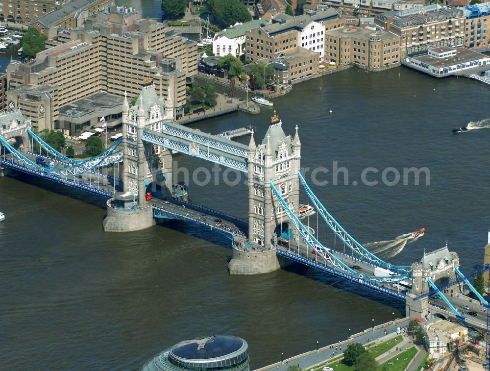 London from above - View of Tower Bridge on the banks of the Thames - the symbol of London