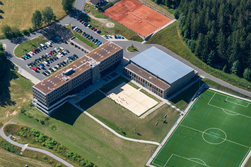 Aerial photograph Bischofsgrün - Building of the sports and fitness center BLSV Sportcamp Nordbayern on street Am Sportcamp in Bischofsgruen in the state Bavaria, Germany