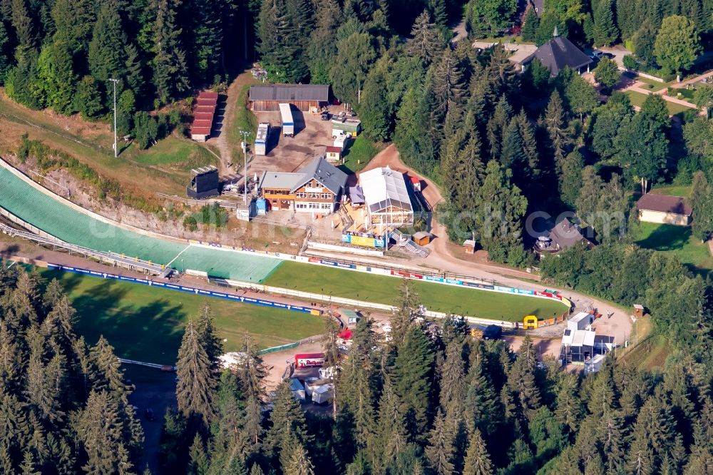 Aerial image Hinterzarten - Training and competitive sports center of the ski jump Adler Schanze in Hinterzarten in the state Baden-Wurttemberg, Germany