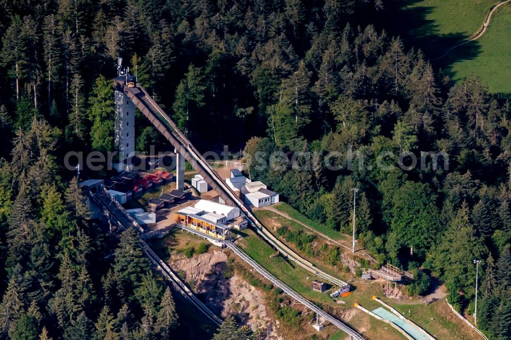 Aerial photograph Hinterzarten - Training and competitive sports center of the ski jump Adler Schanze in Hinterzarten in the state Baden-Wurttemberg, Germany