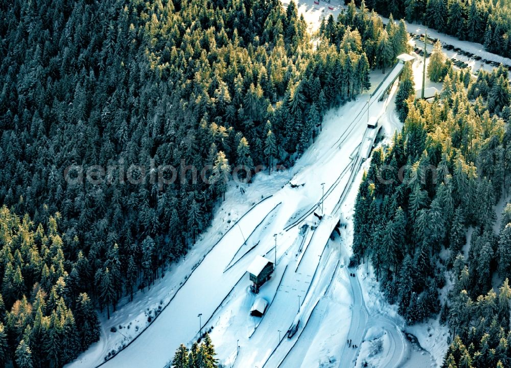 Aerial image Baiersbronn - Training and competitive sports center of the ski jump on Ruhestein in Baiersbronn in the state Baden-Wurttemberg, Germany