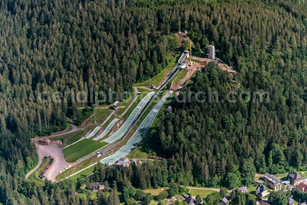 Aerial image Hinterzarten - Training and competitive sports center of the ski jump Adler in Hinterzarten in the state Baden-Wurttemberg, Germany