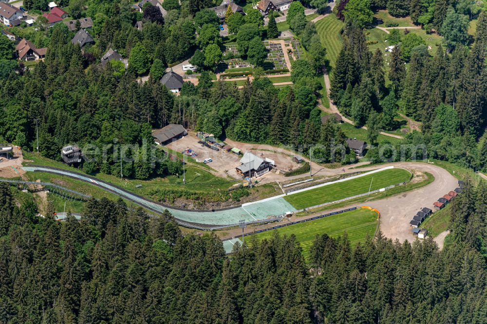 Hinterzarten from the bird's eye view: Training and competitive sports center of the ski jump Adler in Hinterzarten in the state Baden-Wurttemberg, Germany