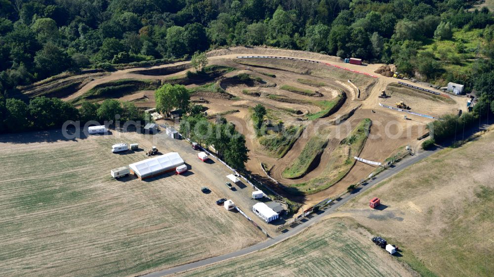 Aerial image Kasbach-Ohlenberg - Training grounds of the Moto Cross Club Ohlenberg e.V. in Kasbach-Ohlenberg in the state Rhineland-Palatinate, Germany