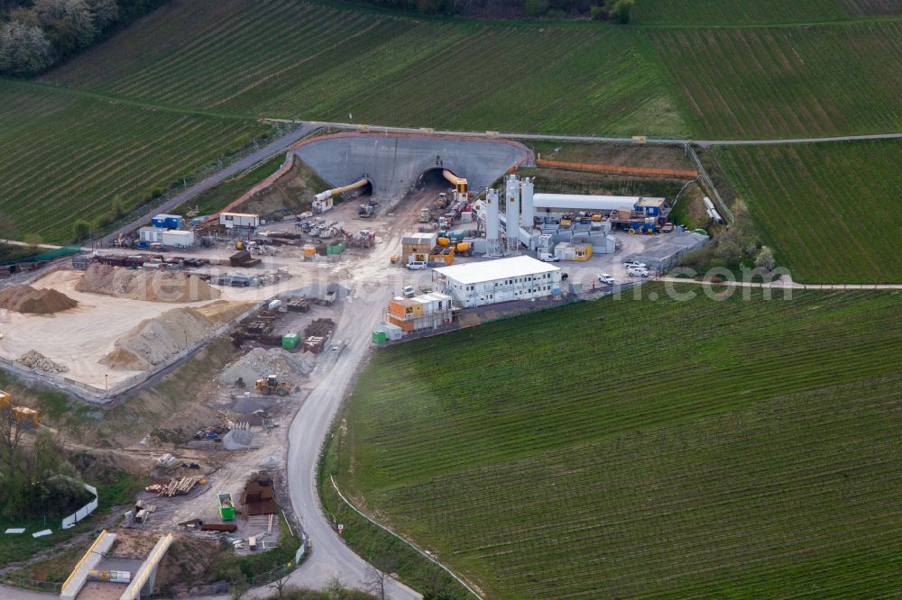 Bad Bergzabern from the bird's eye view: Construction site with tunnel guide for the route underneath Bad Bergzabern in the state Rhineland-Palatinate, Germany