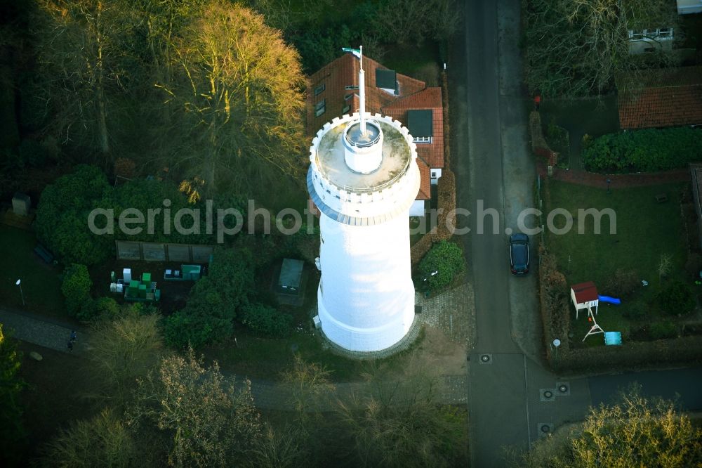 Aumühle from above - Tower building of the Bismarck tower - observation tower in Aumuehle in the state Schleswig-Holstein, Germany