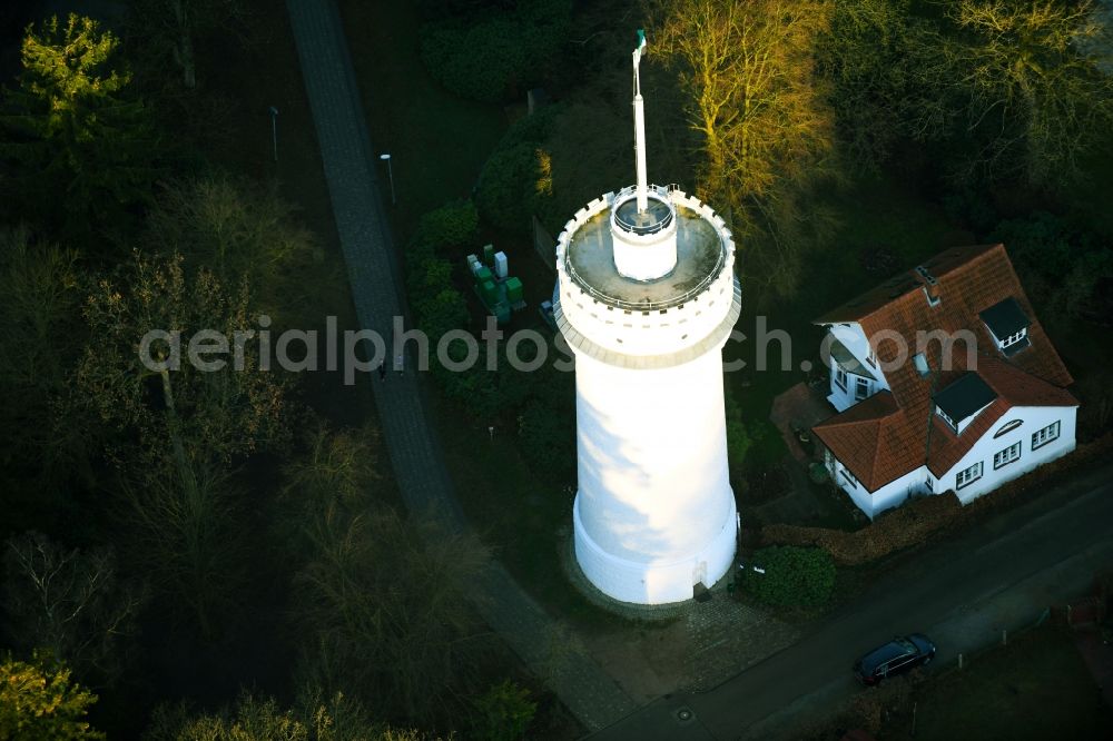 Aerial image Aumühle - Tower building of the Bismarck tower - observation tower in Aumuehle in the state Schleswig-Holstein, Germany
