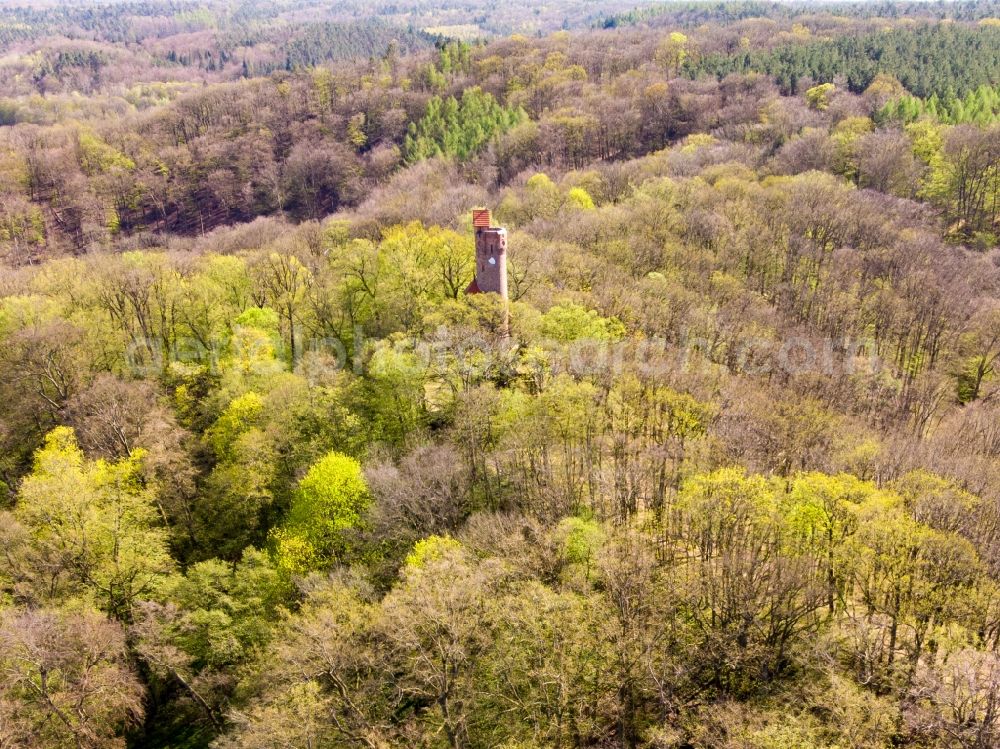 Bad Freienwalde (Oder) from the bird's eye view: Tower building of the Bismarck tower - observation tower in Bad Freienwalde (Oder) in the state Brandenburg, Germany