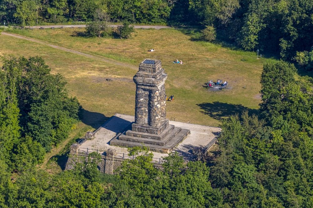 Aerial image Hagen - Tower building of the Bismarck tower - observation tower in Hagen in the state North Rhine-Westphalia, Germany