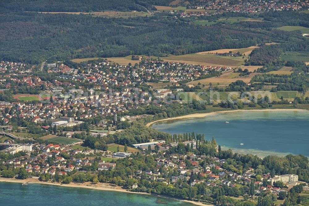 Radolfzell am Bodensee from above - Village Radolfzell on the banks of the area Lake Constance in Radolfzell am Bodensee in the state Baden-Wurttemberg, Germany