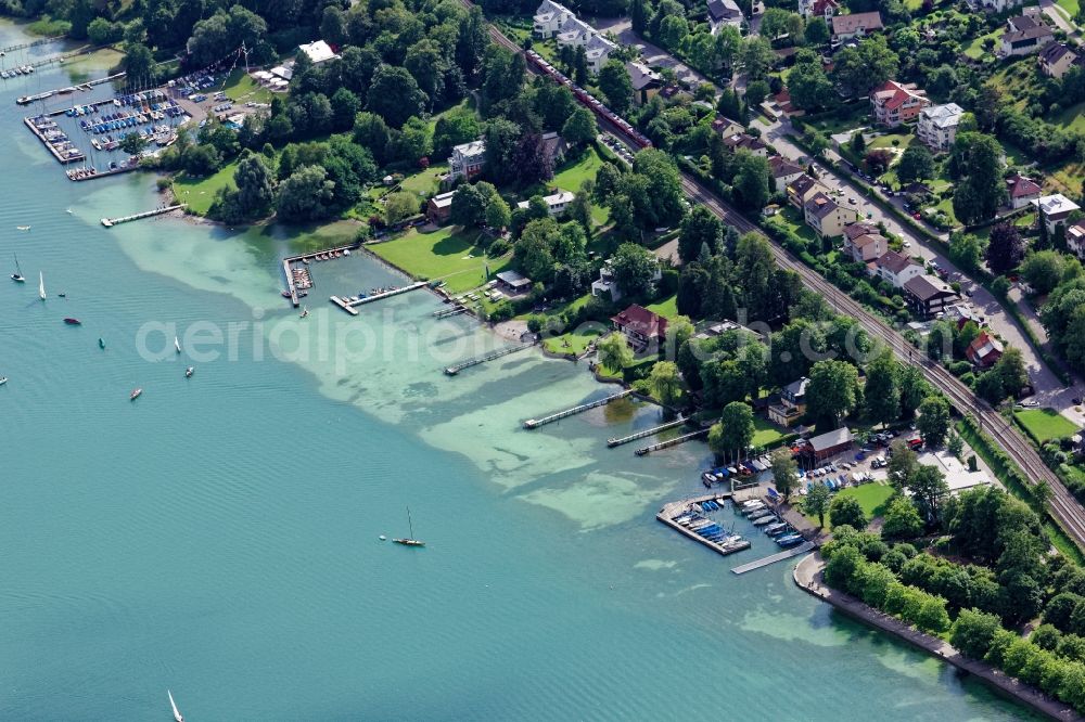 Aerial image Starnberg - Riparian areas on the lake of Starnberg in Starnberg in the state Bavaria, Germany