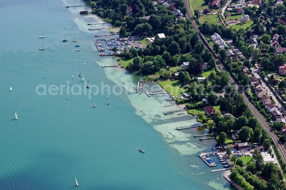 Starnberg from above - Riparian areas on the lake of Starnberg in Starnberg in the state Bavaria, Germany
