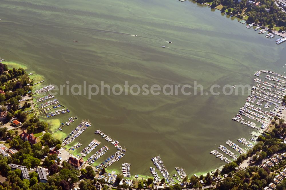 Aerial image Berlin - Riparian areas on the lake area of Wannsee in Berlin, Germany