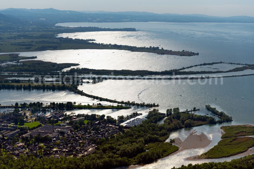 Aerial image Bregenz - Riparian areas on the lake area of Bodensee with Blick vom Pfaender in Bregenz at Bodensee in Vorarlberg, Austria