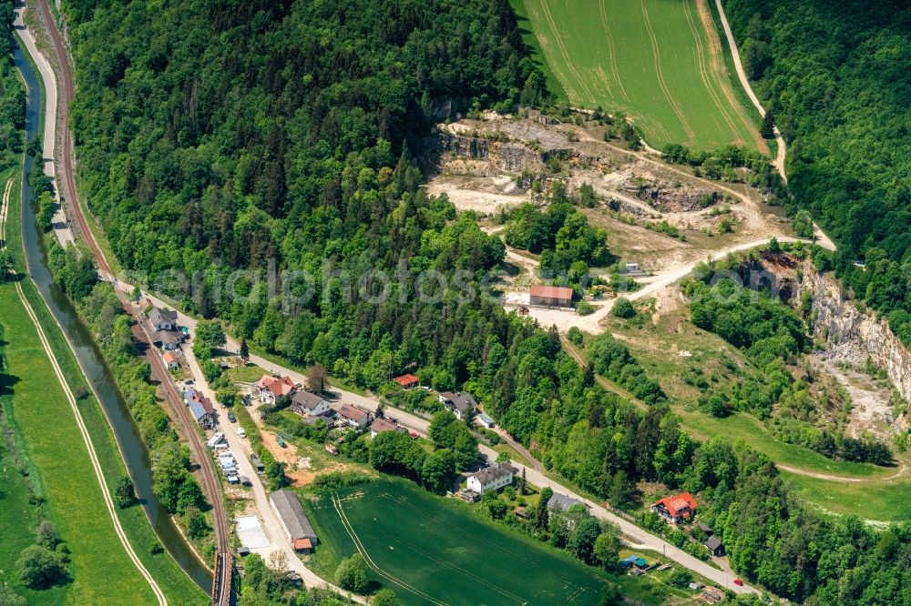 Aerial photograph Langenbrunn - Curved loop of the riparian zones on the course of the river Danube in Langenbrunn in the state Baden-Wuerttemberg, Germany