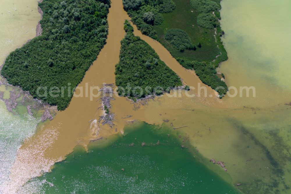 Aerial photograph Ammersee - Riparian areas along the river mouth on Ammersee in Ammersee in the state Bavaria, Germany