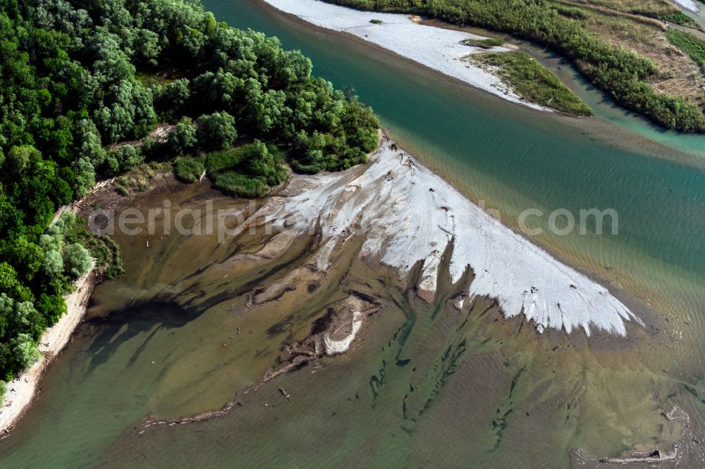 Aerial photograph Hard - Riparian areas along the river mouth of Bregenzerach in den Bodensee in Hard at Bodensee in Vorarlberg, Austria