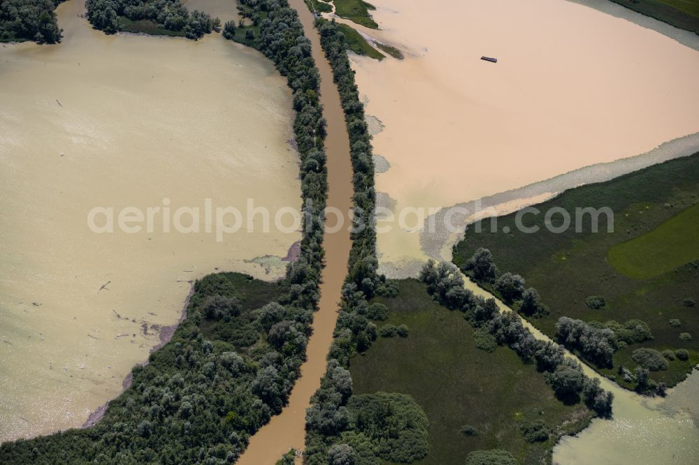 Aerial image Ammersee - Riparian zones on the course of the river of Ammer in Ammersee in the state Bavaria, Germany