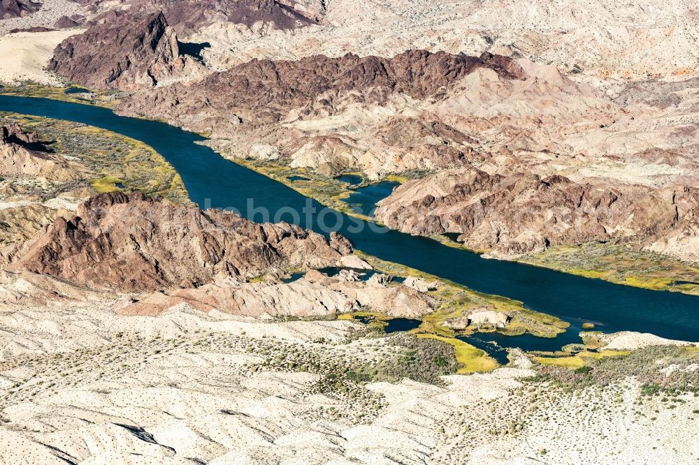 Havasu Lake from above - Riparian zones on the course of the river of Colorado River in in California, United States of America