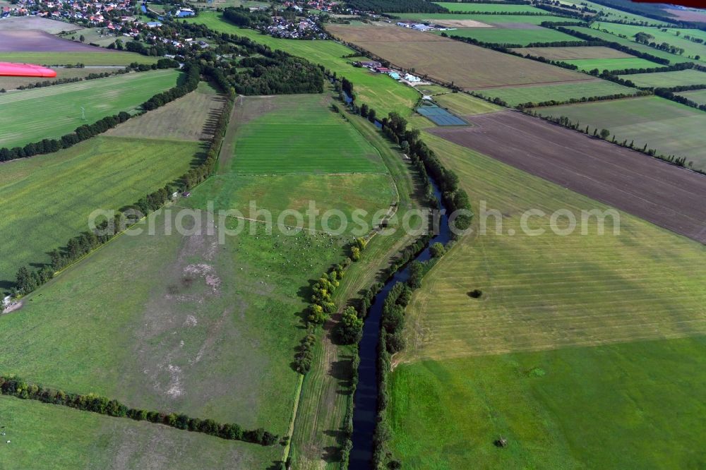 Aerial photograph Garwitz - Riparian zones on the course of the river of Elde in Garwitz in the state Mecklenburg - Western Pomerania, Germany