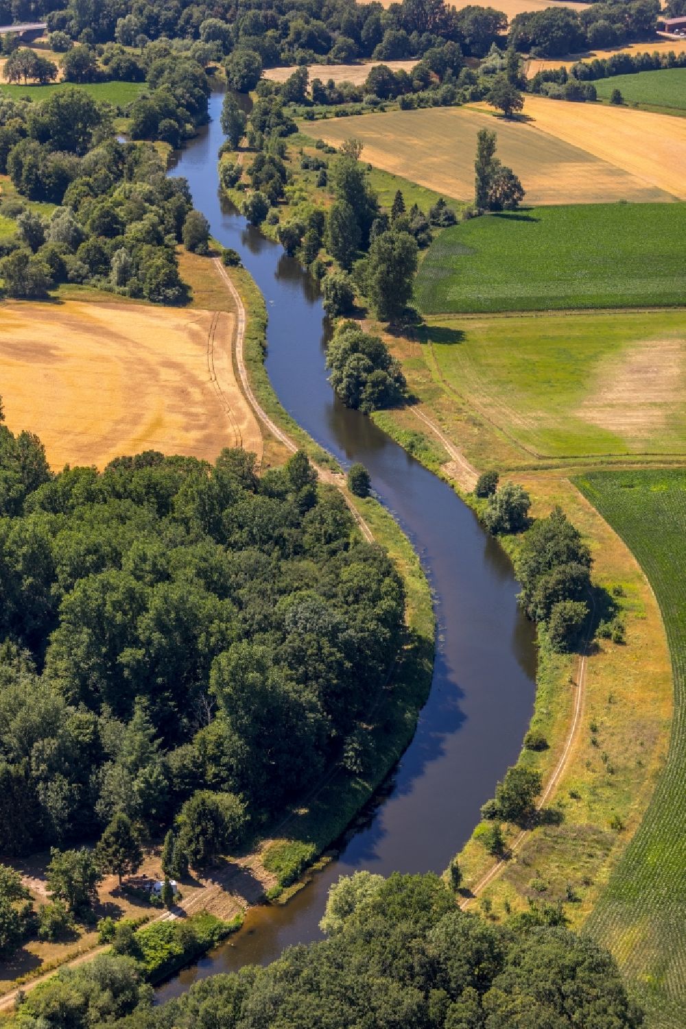 Aerial image Telgte - Riparian zones on the course of the river of Ems in Telgte in the state North Rhine-Westphalia, Germany
