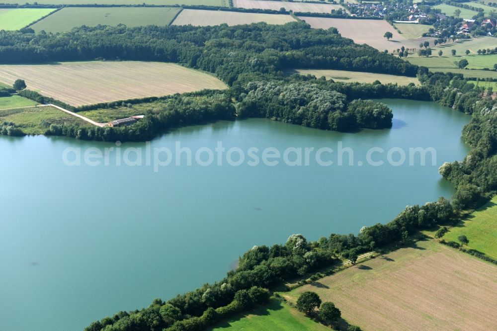 Aerial image Groß Pampau - Shore areas of flooded former lignite opencast mine and renaturation lake nahe Gross Pampau in the state Schleswig-Holstein