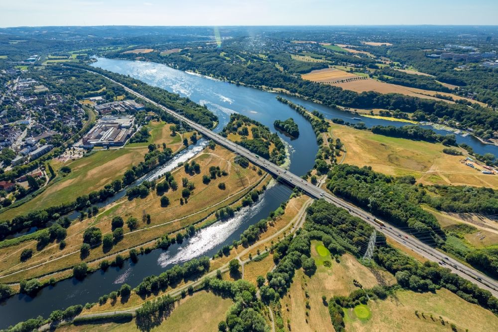 Aerial image Herbede - Curved loop of the riparian zones on the course of the river Ruhr in Herbede in the state North Rhine-Westphalia, Germany