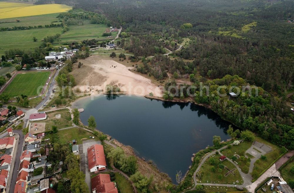 Gommern from the bird's eye view: Sandy beach areas on the on Kulk in Gommern in the state Saxony-Anhalt, Germany