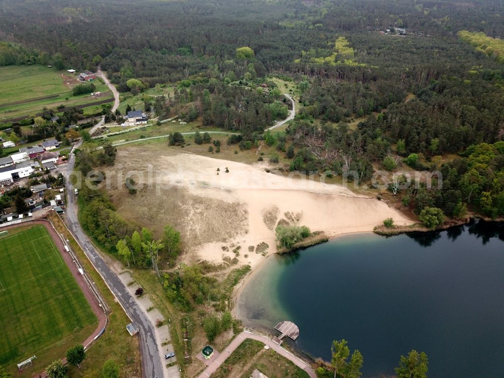 Aerial image Gommern - Sandy beach areas on the on Kulk in Gommern in the state Saxony-Anhalt, Germany