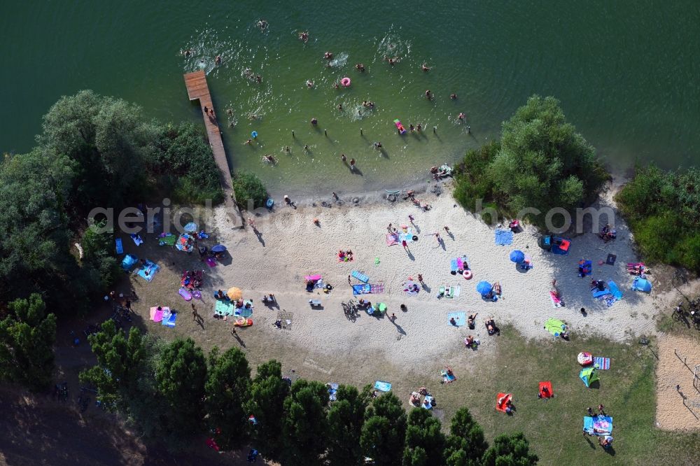Aerial image Mittenwalde - Sandy beach areas on the on Tonsee in Mittenwalde in the state Brandenburg, Germany